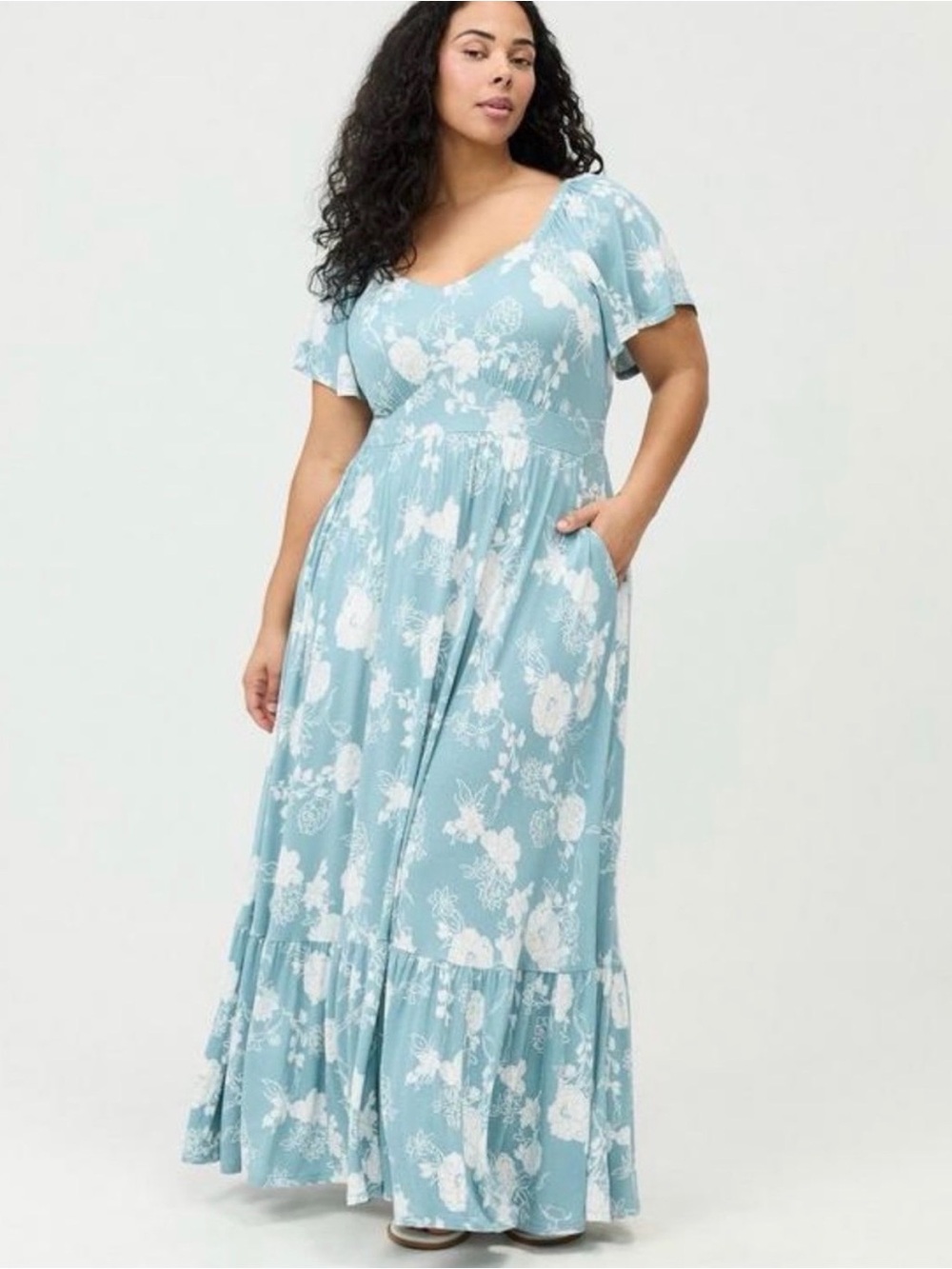 torrid Light Blue & White Floral Maxi Dress